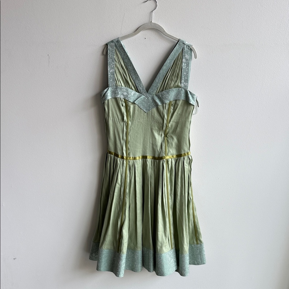 Moschino Light Green and Pale Aqua V‑Neck Midi Dress